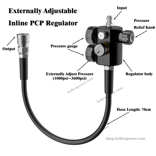 HubenPower Externally Adjustable Inline PCP Regulator with Hose - HubenPower