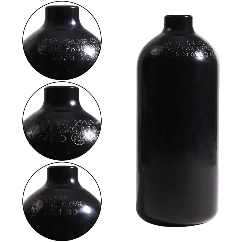 Customizable 48CI 3000PSI Paintball HPA Air Tank ALUMINUM COMPRESSED 0.8L AIR TANK - BLACK