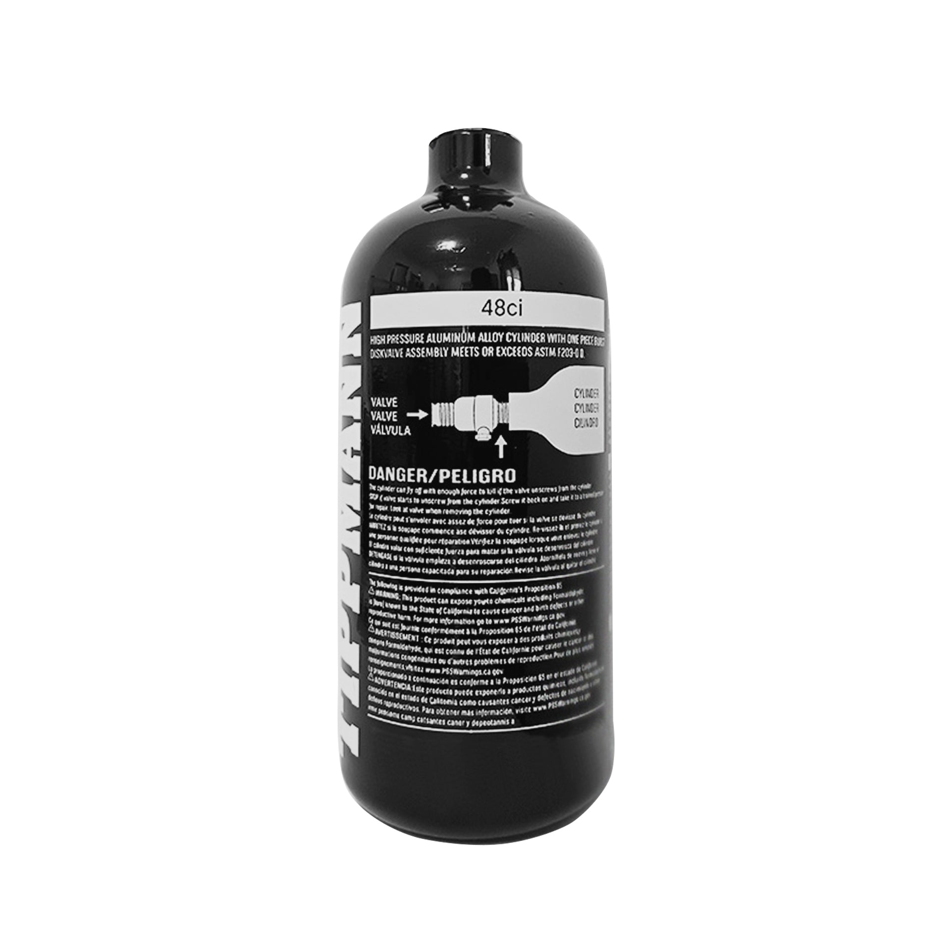 Customizable 48CI 3000PSI Paintball HPA Air Tank ALUMINUM COMPRESSED 0.8L AIR TANK - BLACK - HubenPower