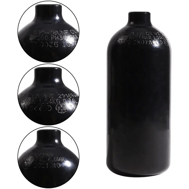 Customizable 48CI 3000PSI Paintball HPA Air Tank ALUMINUM COMPRESSED 0.8L AIR TANK - BLACK - HubenPower